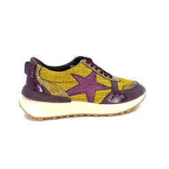 Reqins Urania Mix Cuir Violet Textile Moutarde
