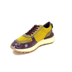 Reqins Urania Mix Cuir Violet Textile Moutarde