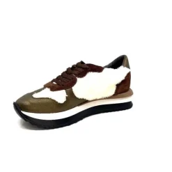 Reqins Urielle Cuir Marron Textile Ecru