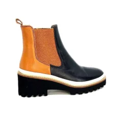 Xsa 9176 Calf Cuir Noir Camel